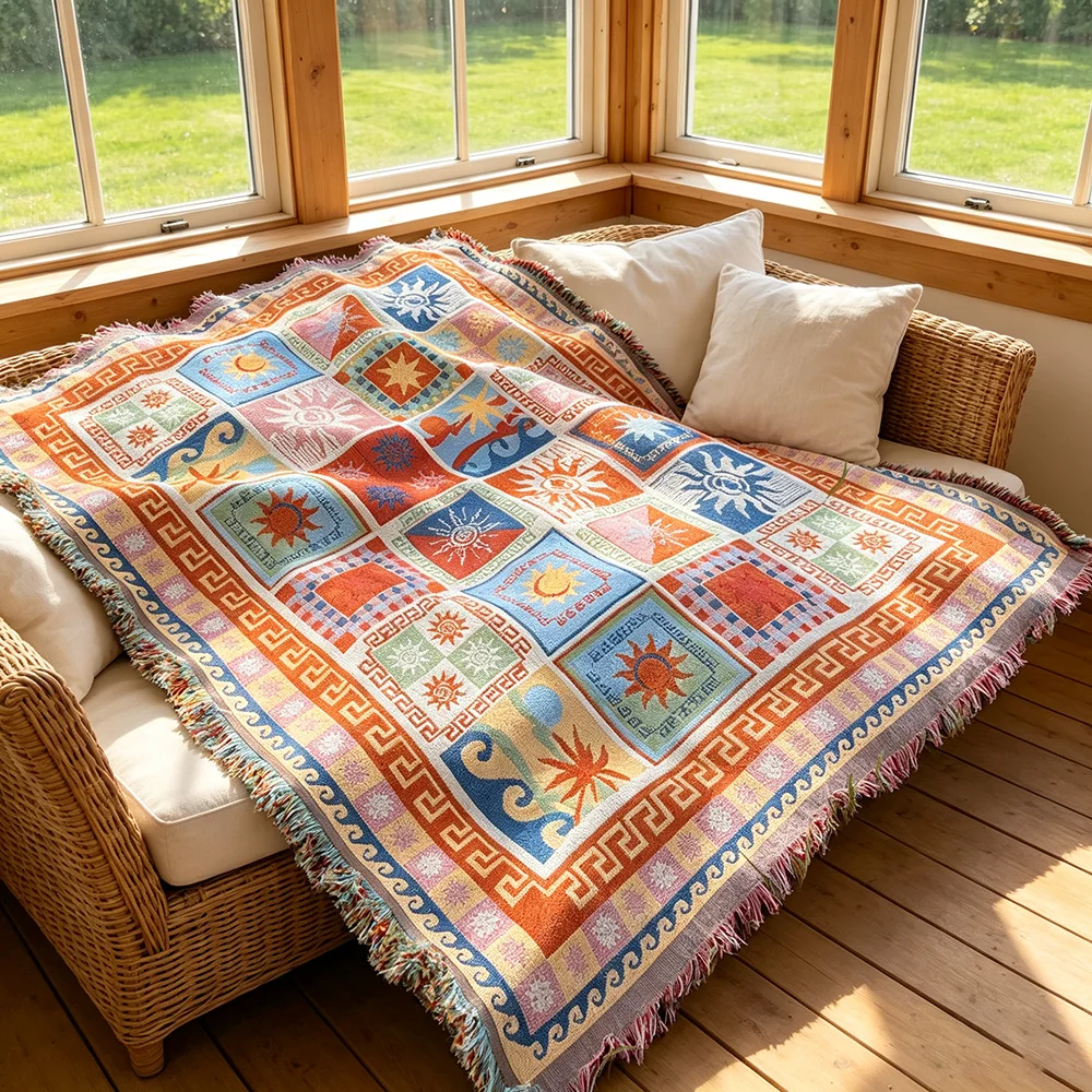 1Pc Multi-functional Bohemian Blanket, Outdoor Camping Mat, Picnic Throw, Sofa Cover for Home Decor
