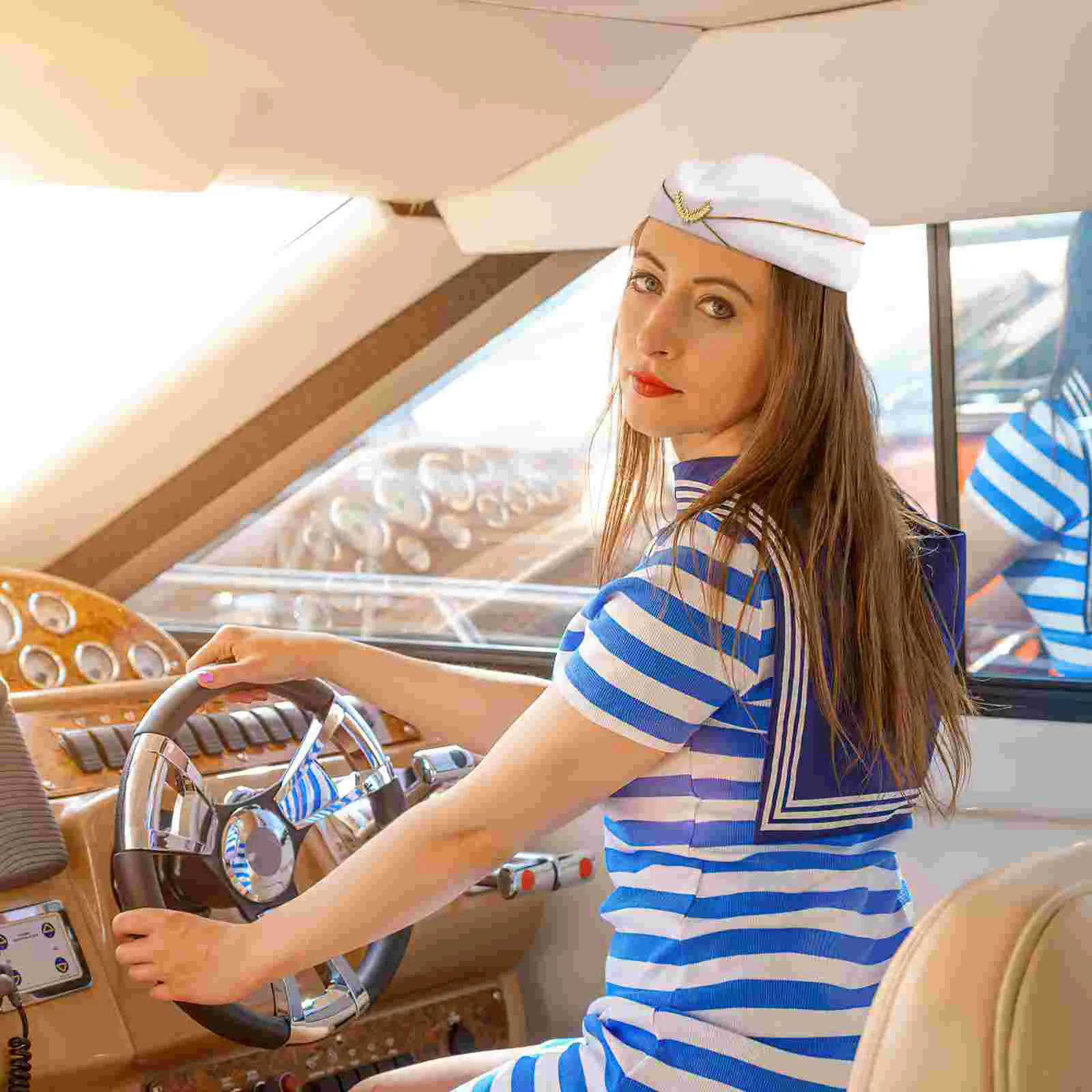 Retro Dekor Stewardess Kappe Hut Frauen Flugbegleiterin Kostüm Zubehör Cosplay Leistung Damen