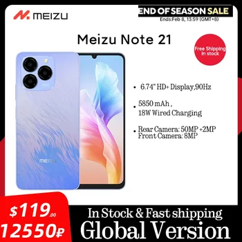 Meizu Note 21 4G 4GB/256GB Smartphone 6000mAh Grande Batterie 50MP Triple Caméra