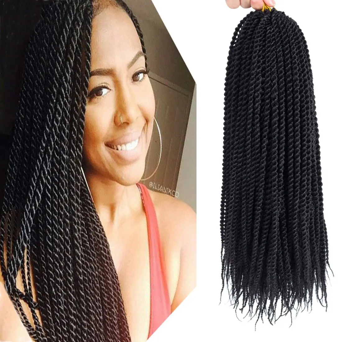 Senegalese Twist Gehaakt Haar-18 Inch Synthetische Senegalese Twist Gehaakte Vlechten Voor Vrouwen Mensenhaar, Voorluste Gehaakte Vlechten