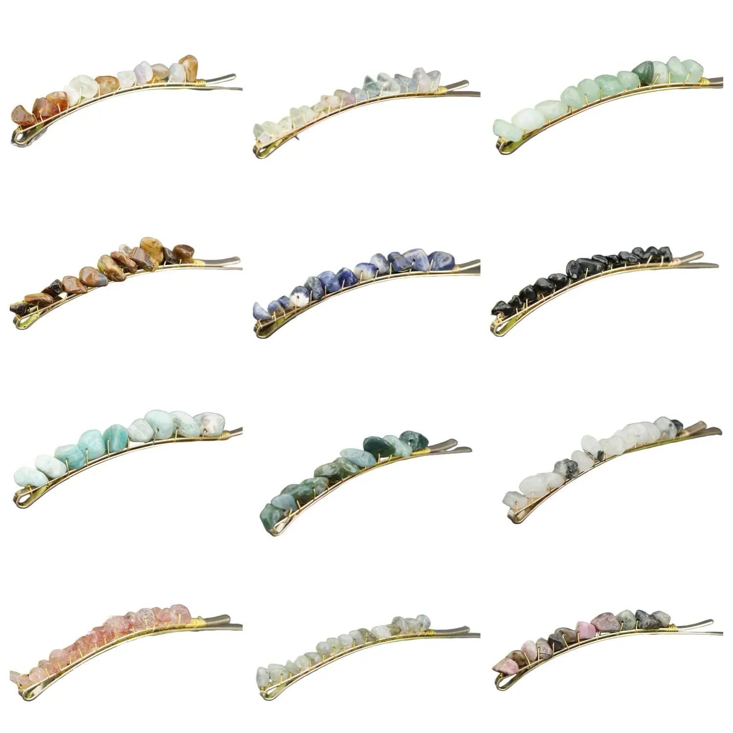 Women Hair Clip Pin Handmade Chip Gemstone Barrettes Hair Grips Accessories Crystal Bobby hairpin Girls Headwear