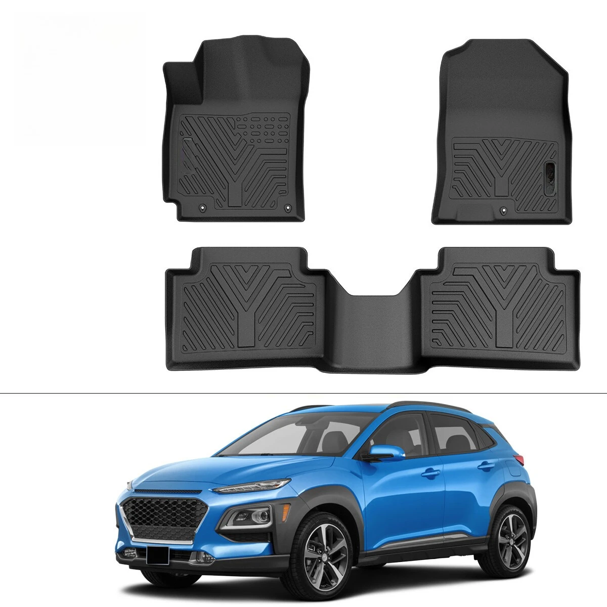 

3D Floor Mats for 2018- 2023 Hyundai Kona All Weather Anti-Slip TPE Floor Liners
