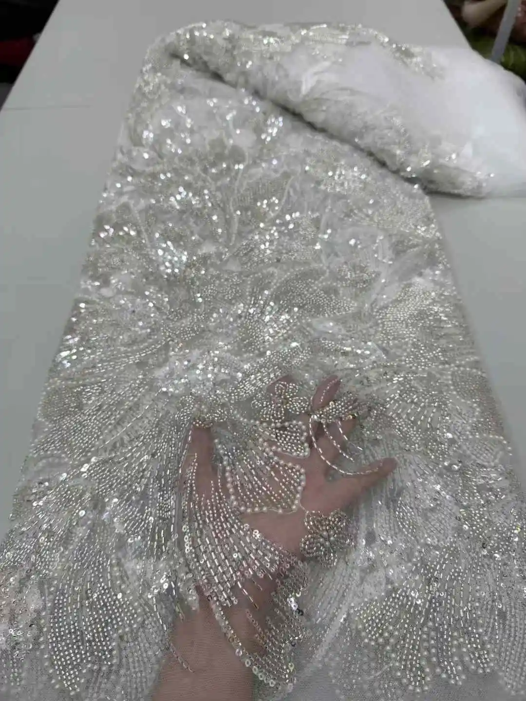 LuxuryแอฟริกันSequinsลูกไม้ผ้าลูกไม้คุณภาพสูง 5 หลาไนจีเรียงานแต่งงานเจ้าสาวเย็บปักถักร้อยภาษาฝรั่งเศสคําTulleสําหรับชุดJY