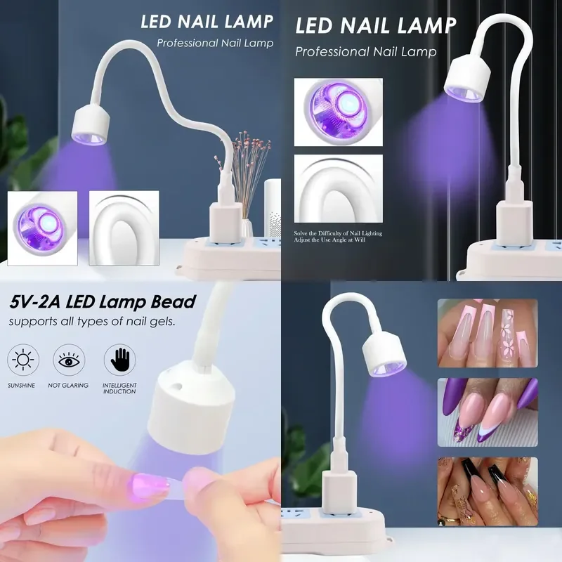 1/2PCS USB Portable LED Nail LampUV Gel Curing Light For Gel Nails 360° Freely Adjustable Tube Dryer Drying Nails Art