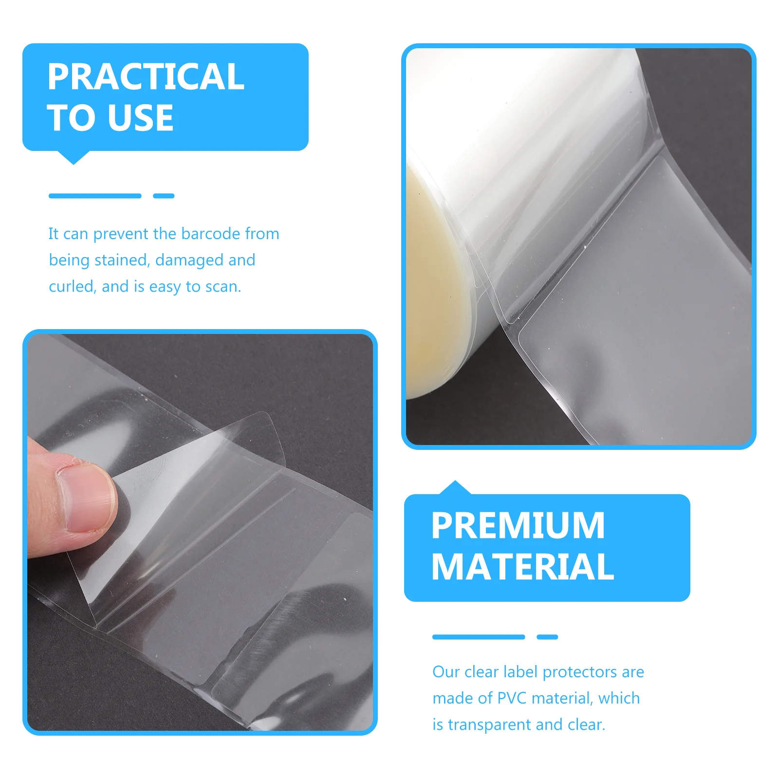 

500Pcs PVC Clear Label Protectors Waterproof Stain Resistant for Barcode Labels Numbers Protection in Office Home Library