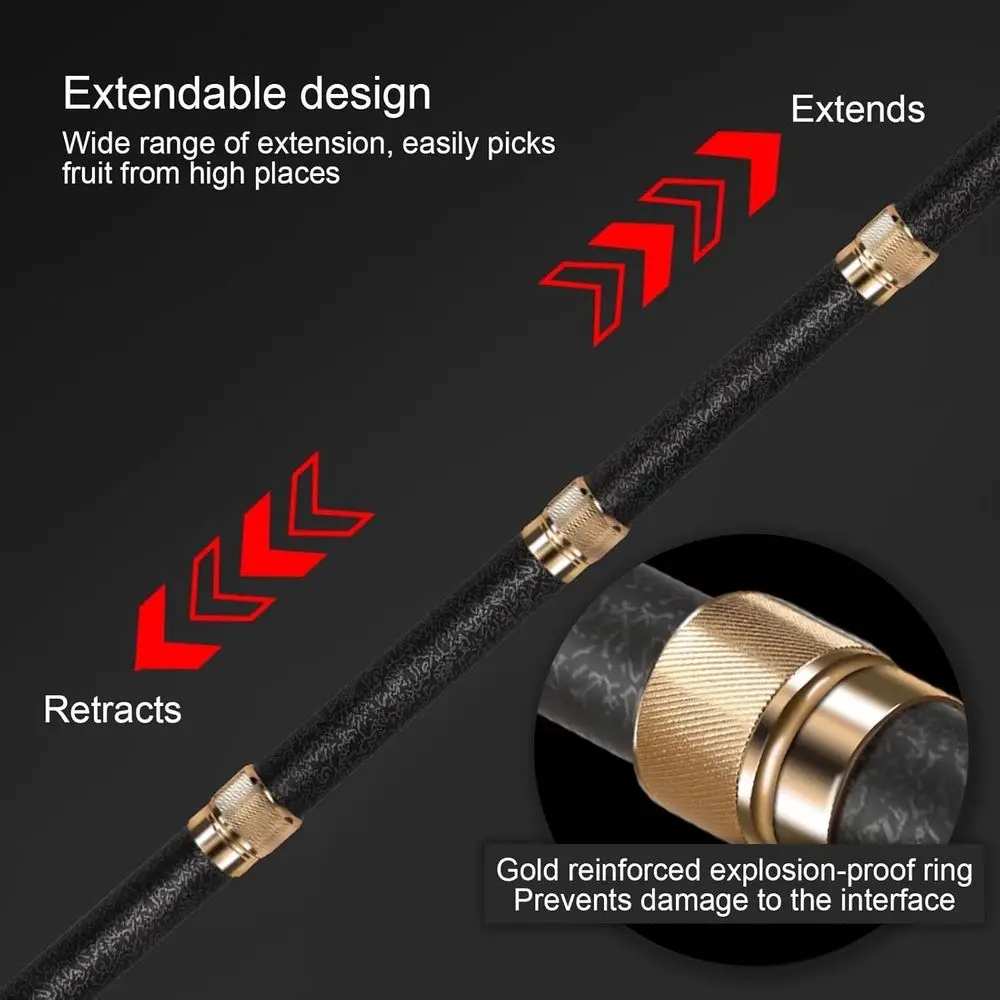 ที่เก็บผลไม้สแตนเลสแบบยืดหดได้พร้อมตะกร้าสำหรับเก็บเกี่ยวแอปเปิ้ล มะม่วง อะโวคาโด ส้ม และลูกแพร์