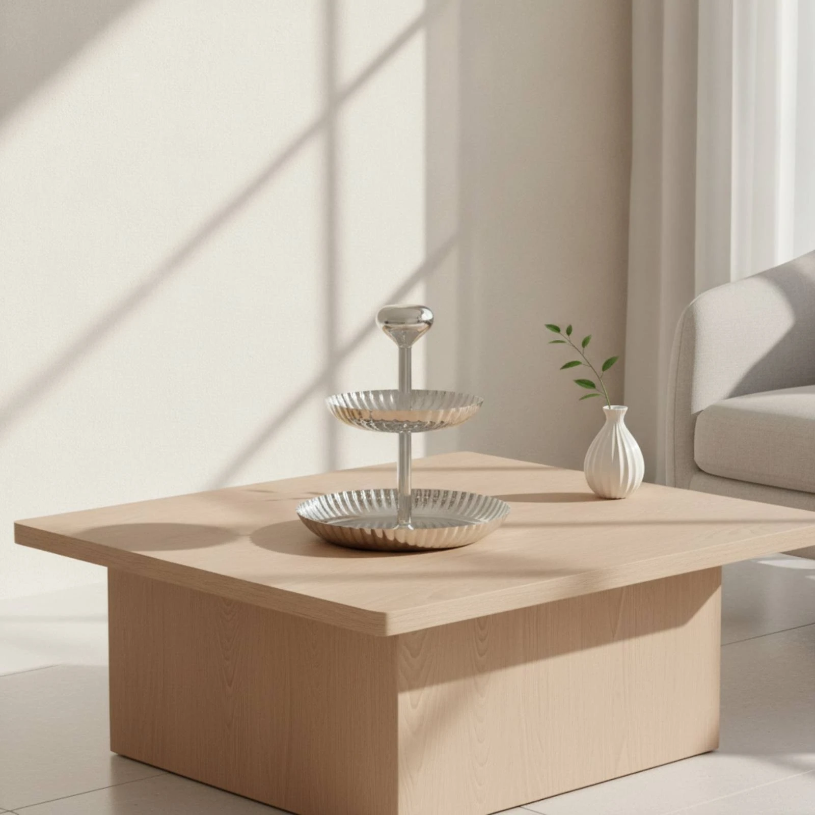 Two-Tier Fruit Tray Mirrored 2-Tier Serving Tray Tiered Fruit Bowl Fluted Compact for Dining Table