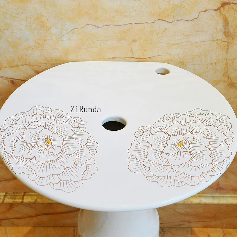 Geïntegreerde kolomwastafel, keramische kolomwastafel, staande balkonwastafel