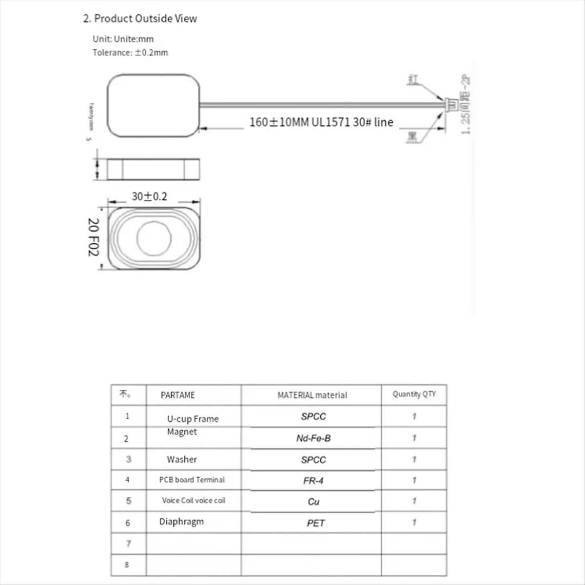 【SPECIAL OFFER】2030 8 Ohm 2W Speaker Cavity 8Ω 2 Watt BOX Bluetooth-Compatible Audio Speaker Security Speaker with 1.25 Terminal