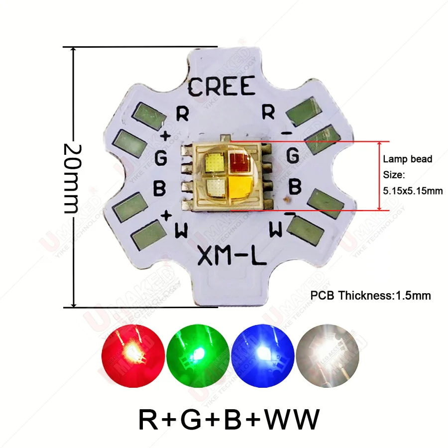 10pcs XML5050 RGBW RGBWW RGB+Cool/Warm White 12w 4 chip LED Emitter Bulb Mounted On 20mm Star PCB For Stage Light