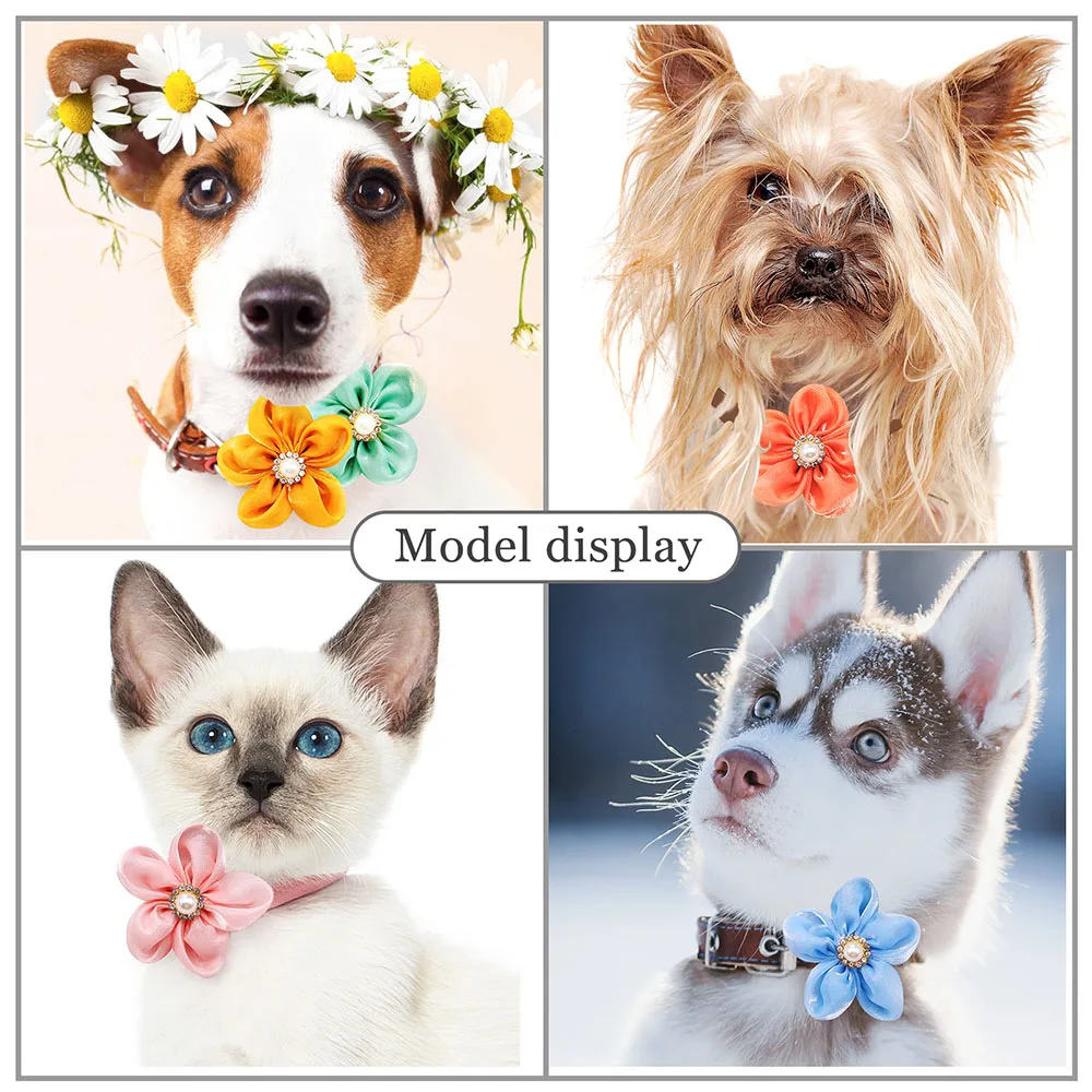 10PCS Flower Collar Pet Dog Puppy Bowties Collar Accessoreis Slidable Small Dog Cat Bow Tie For Dogs Pets Grooming Accessori