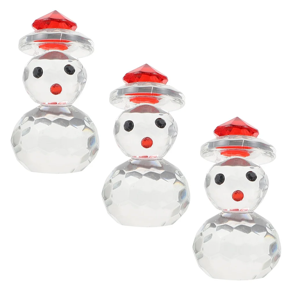 

3Pcs Clear Snowman Statue Festive Xmas Collectibles Table Decoration for Living Room Bedroom Kids Room Car Desktop Ornament