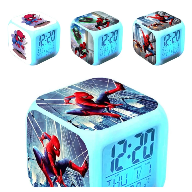 

Marvel Spider-Man anime cartoon cute colorful alarm clock creative color-changing alarm clock student wake-up artifact ornaments