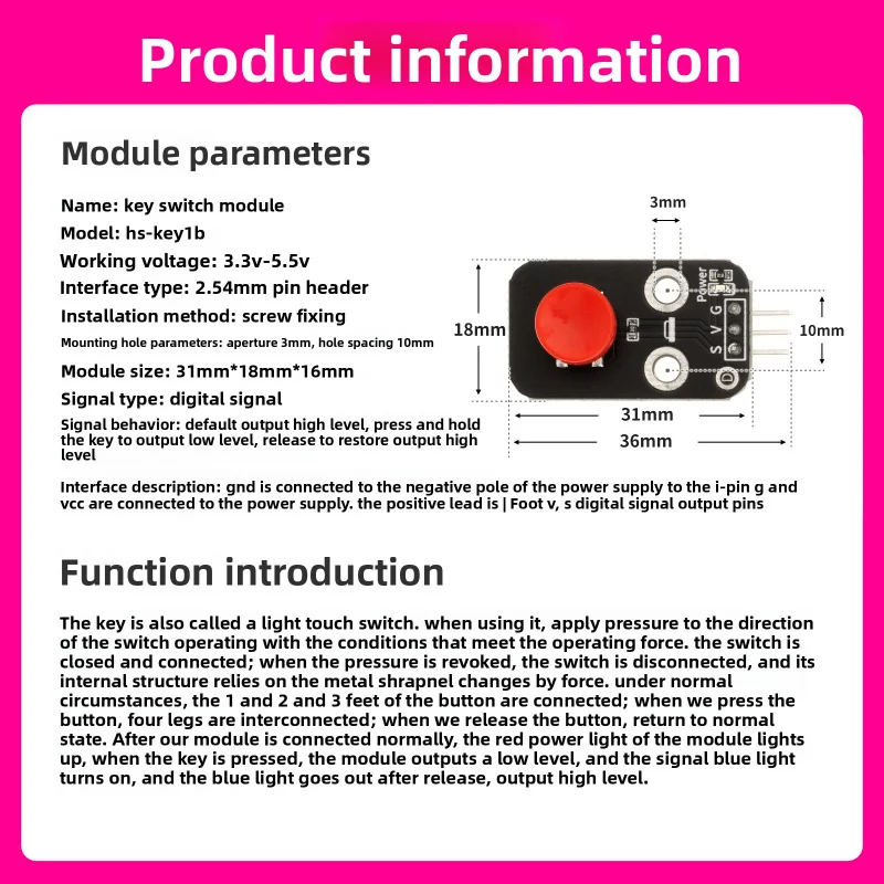 2pcs Single Button Switch Module Compatible