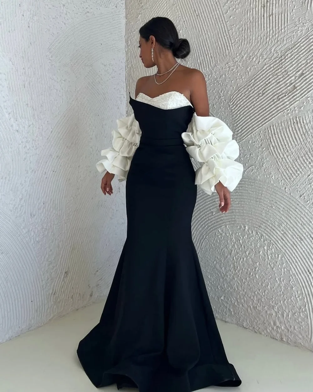 

Customized Jersey Sequined Pleat Sweetheart Neck Mermaid Floor-length Bespoke Occasion Elegant Party Wedding Formal Evening