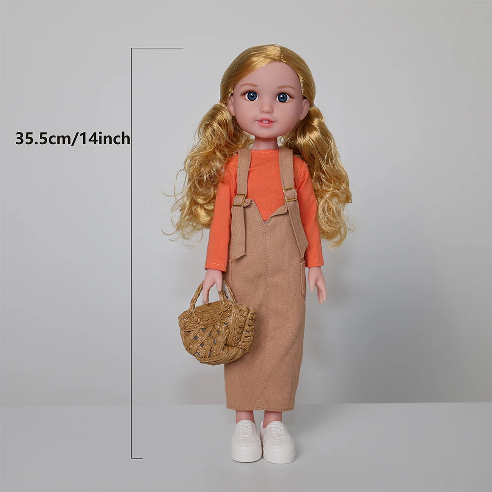 14 Inch Doll Toys for Girls,Moveable Figures Dolls with Bags,Dress-up Toys,Birthday Gifts for Kids