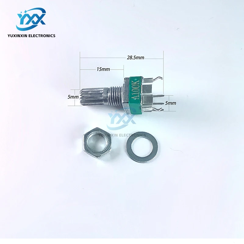 2PCS R097 RK097 전위차계 수직 단일 링크 브래킷 15mm 기어 없음, 3핀 A100K A10K A50K/B10K 2K 5K 50K 100K 250K 500K 1M