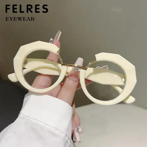 Imagen 2 del producto Gafas de lectura circunicas irregulares para mujer, gafas para presbicia con bloqueo de luz azul, lentes transparentes graduadas a la moda para mujer