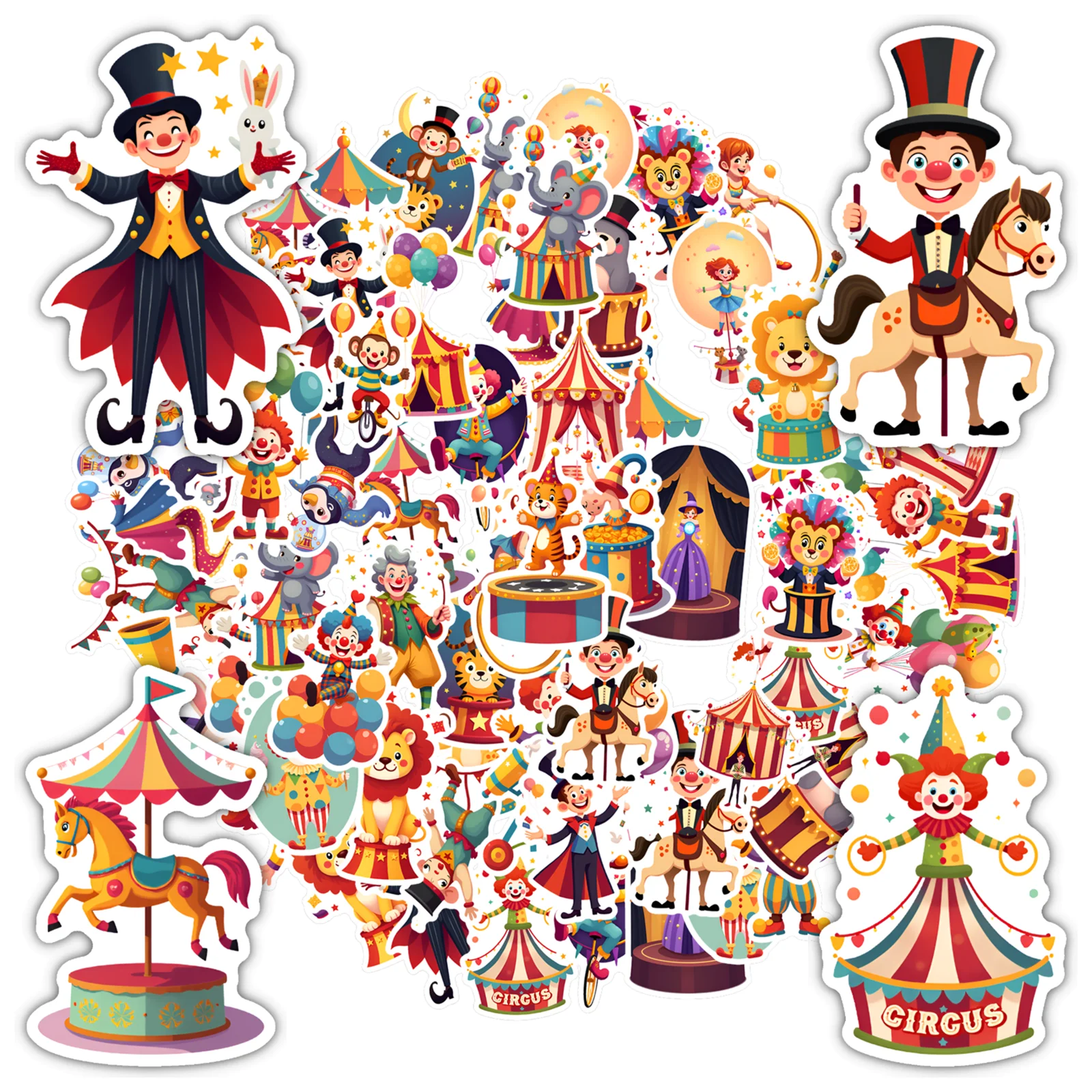 35pcs-50pcs Colorful Lion Stickers Whimsical Elephant  Stickers Sticker Pack For Guitar DIY Skateboard Laptop Luggage