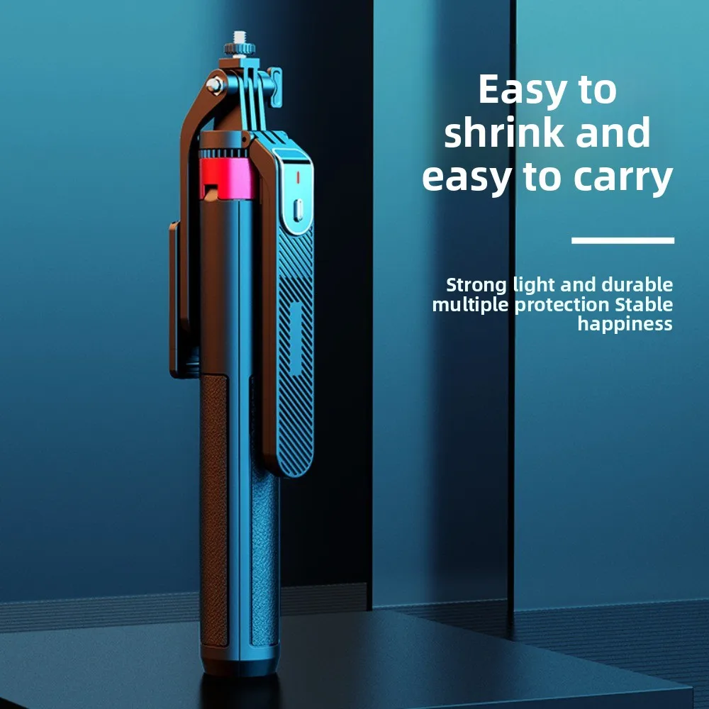 

Четырехногая телескопическая палка для селфи, портативная Bluetooth-палка для селфи длиной 1,8 м, регулируемая легкая подставка для селфи-палки