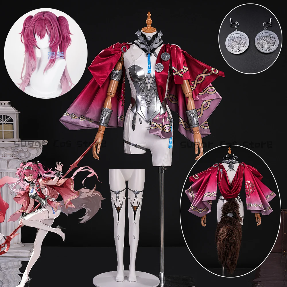 

Wuthering Waves Lupa Game Cosplay Costume Wig Bodysuit Earrings Tail Headwear For Women Girls Halloween Carnival Party Props