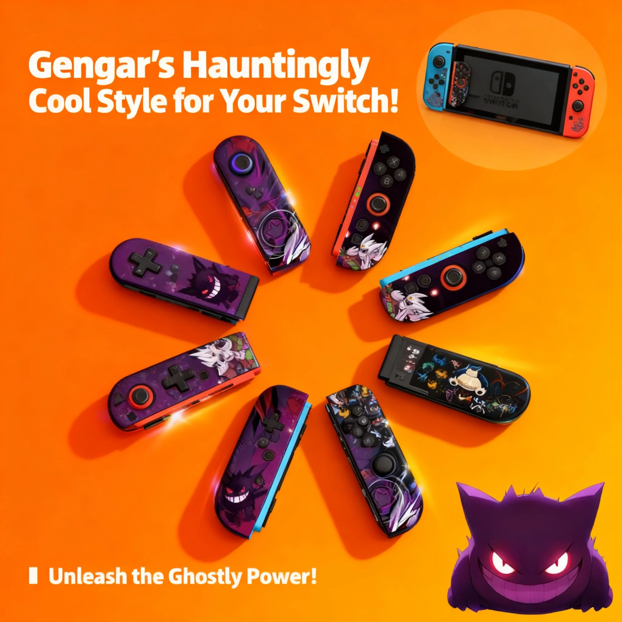 

Cartoon Gengar Case for Nintendo Switch 2 NS Oled Game Console Joy con Split Type Design Shockproof Drop Proof Protective Cover