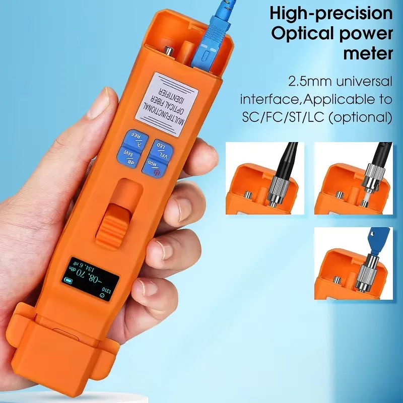 

AUA-C607/C605 Перезаряжаемый активный идентификатор оптического волокна Тестер живого оптоволоконного кабеля для FTTH со встроенным OPM VFL LED