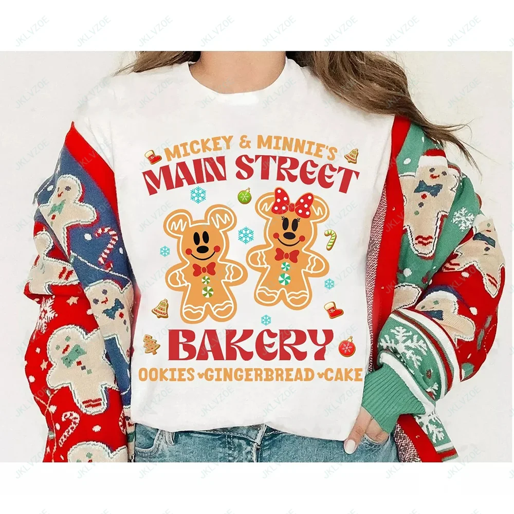 New Arrivals Sweethearts Disney Mickey & Minnie Christmas Gingerbread Cookies Unisex T-shirt Gift Women Dress up Adult T-shirts