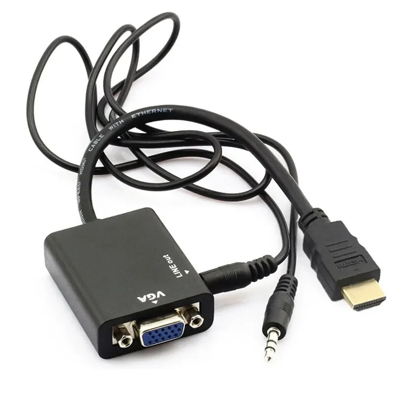 Male To VGA Female Converter Adapter HDMI TO VGA With Audio HDTV Port HDMI To VGA Output 1080P HDTV Audio TV  HDTV Video