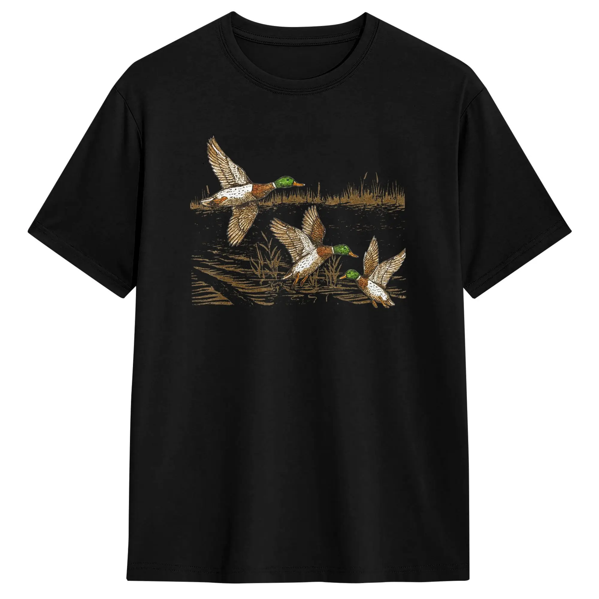 Camiseta de caza de patos Mallard, camisetas vintage para parejas, camiseta de verano con cuello redondo, camiseta de hip hop, ropa barata de gran tamaño