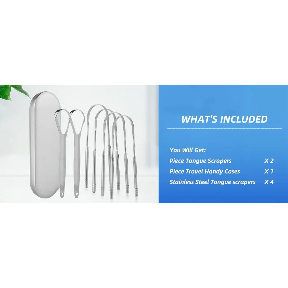 6pcs Tongue Scraper for Adults Reusable And Easy to Clean Tongue Scrubber Stainless Steel Tongue Cleaner for Fresh Breath