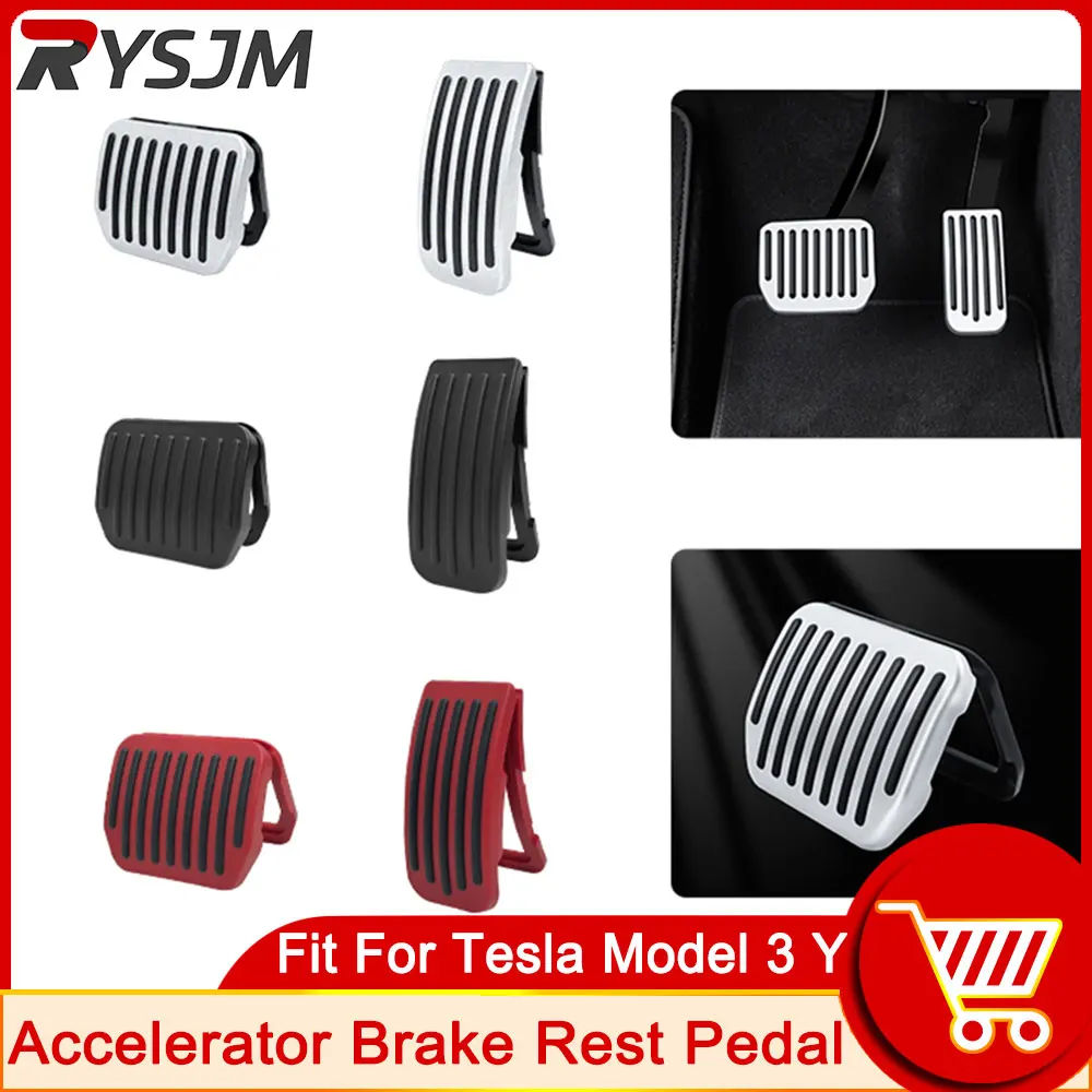 For Tesla Model 3 2023 Pedal Pads Covers for Model Y Accessories Styling Aluminum Alloy Auto Accelerator Brake Rest Pads Mat