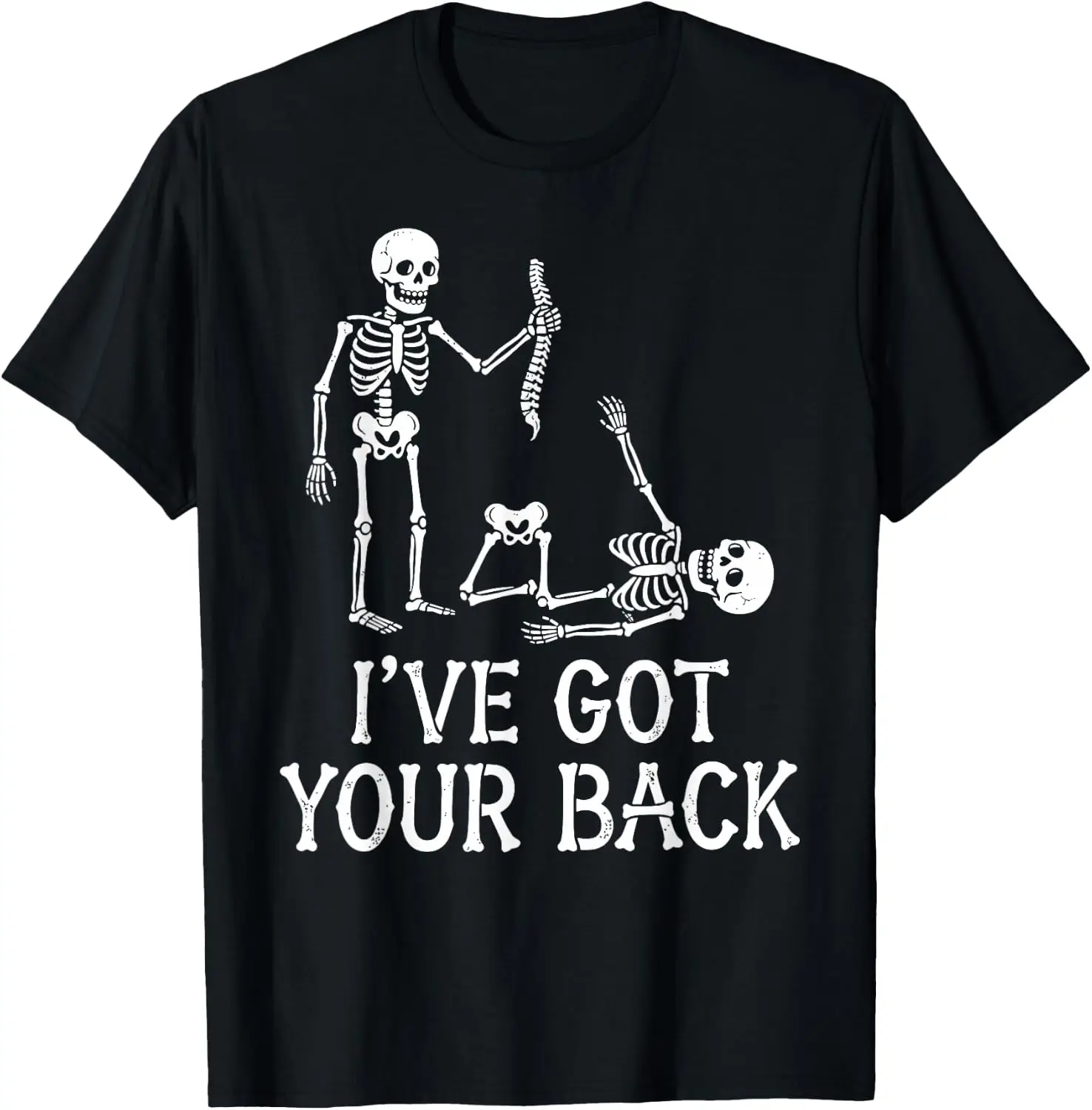 Ive Got Your Back Skeleton Halloween Costume T-Shirt Cute Halloween Pumpkin Short-Sleeve Tee: Fun, Breathable, Pure Cotton, Stylish—Perfect for Sports, Lounging, or Casual Wear.
