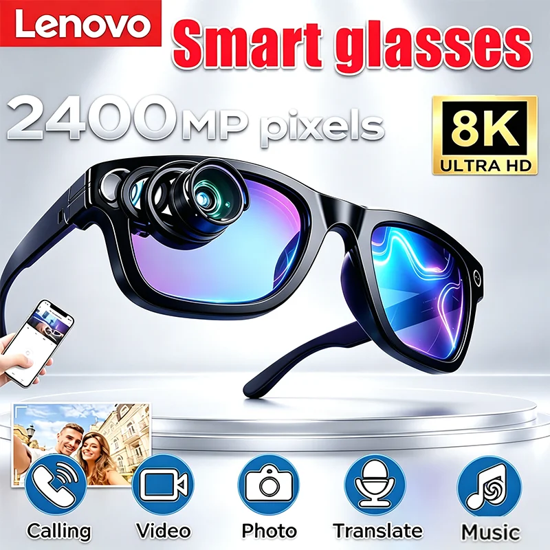 Lenovo 8K AI Smart-Brille 2400MP Kartensteckplatz AI-Übersetzung Bluetooth-Anrufaufzeichnung HiFi-Musik Sport-Sonnenbrille 2026 Neu – Detail 1