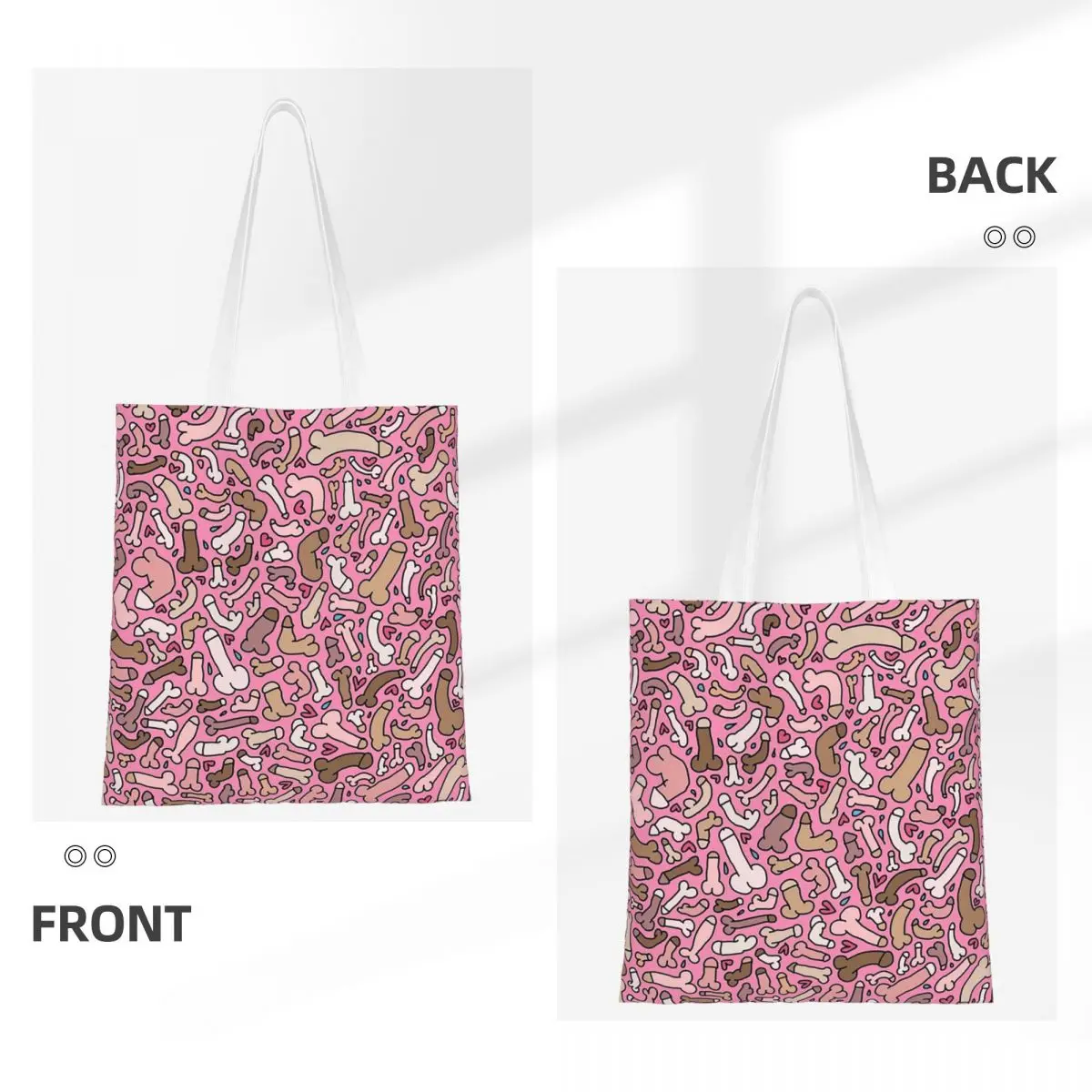 Sacos de compras de pênis rosa senhoras lona a sacola dobrável bolsa de ombro feminina bolsa de viagem