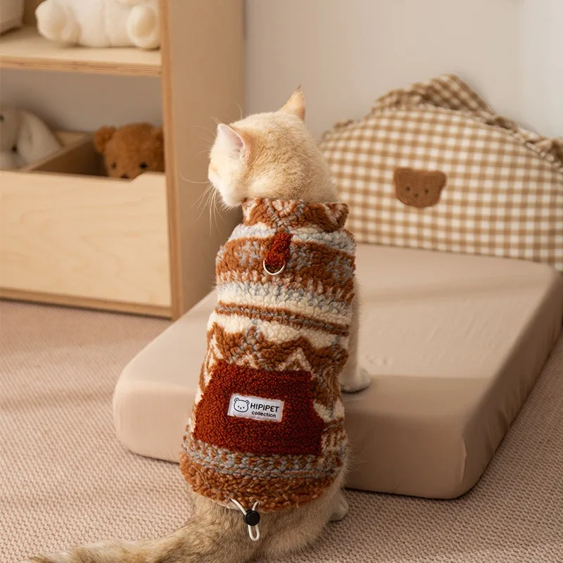 

Lambswool Pet Vest Teddy Winter Warm Open-front Shirt Bichon Frise Thickened Jacket Plaid Dog Clothes Pet Supplies
