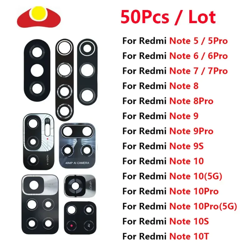 

50PCS Rear Back Camera Glass Lens Cover For Xiaomi Redmi Note 5 6 7 8 9 9s Pro Max 10 10s 10t pro 5g With Ahesive Sticker Glue