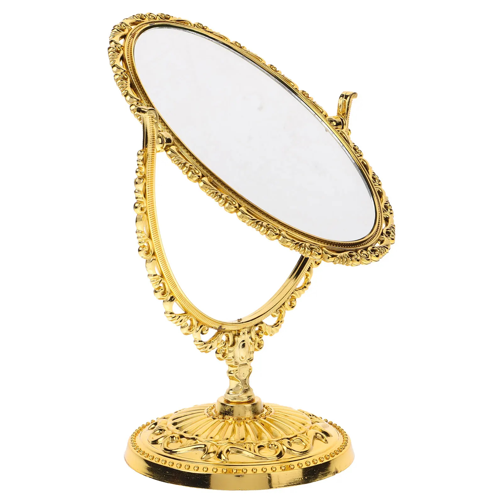

Make Retro Rotating Makeup Mirror Vanity Vintage Dressing Table Travel with Decor