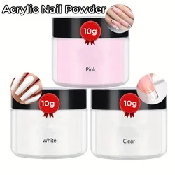 10g/Bottle Clear/Pink/White Acrylic Powder 3in1 Professional Nail Dipping Powder For Carving Extension Infiltration DIY Manicure