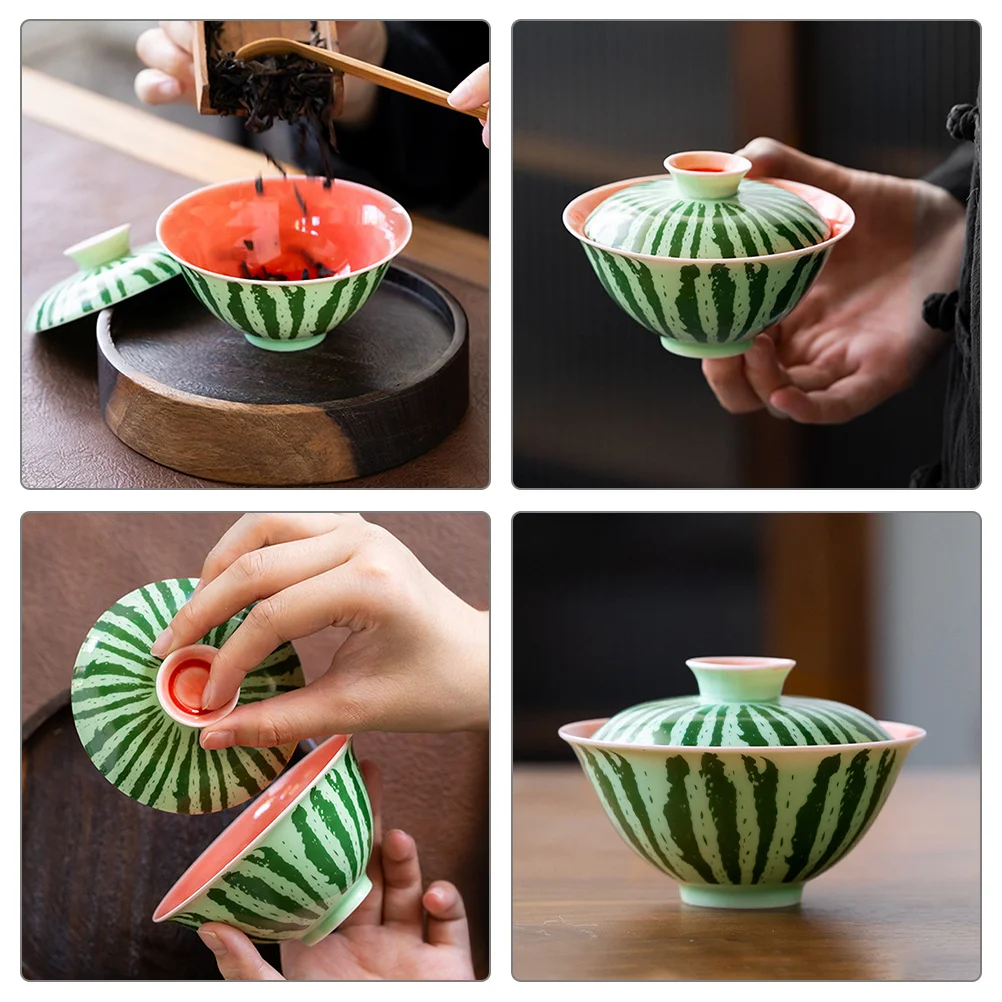 

Kung Fu Tea with Lid Ceramic Watermelon Design Cup for Home and Office Multi-Function Tea Brewing Container