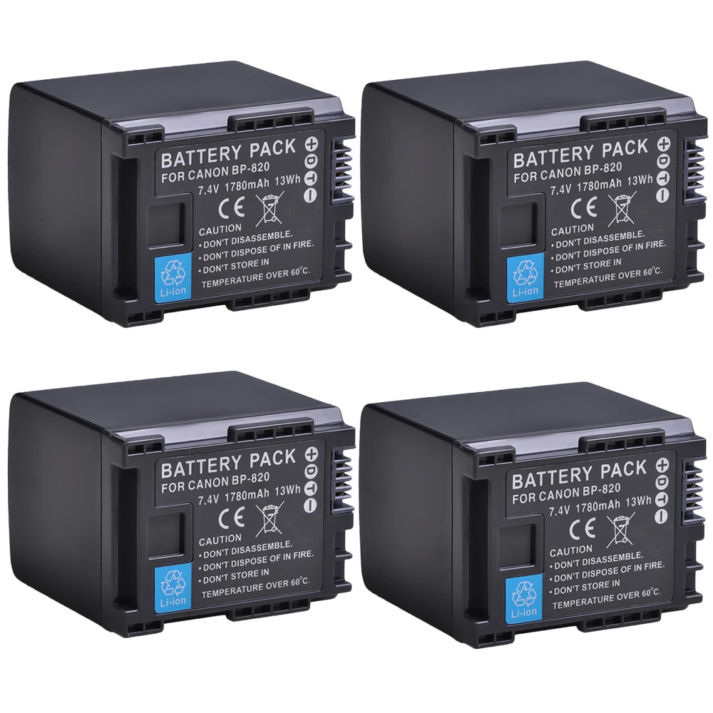 4x 1780mAh BP 820 BP-820 BP820 Camcorder Battery Pack Bateria  for Canon BP828 BP 820 G/X Series VIXIA HF G30 XA20 XA25 Batterie