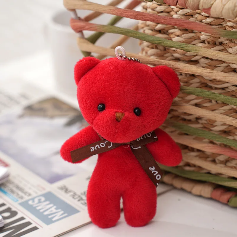 NONE 30 stücke Neue 21 Farbe Mini Bär Plüsch Puppe Schlüsselbund 12 cm Nette Bunte Bär Tier Stofftiere Für Mädchen tasche Anhänger Kinder Geschenke 6