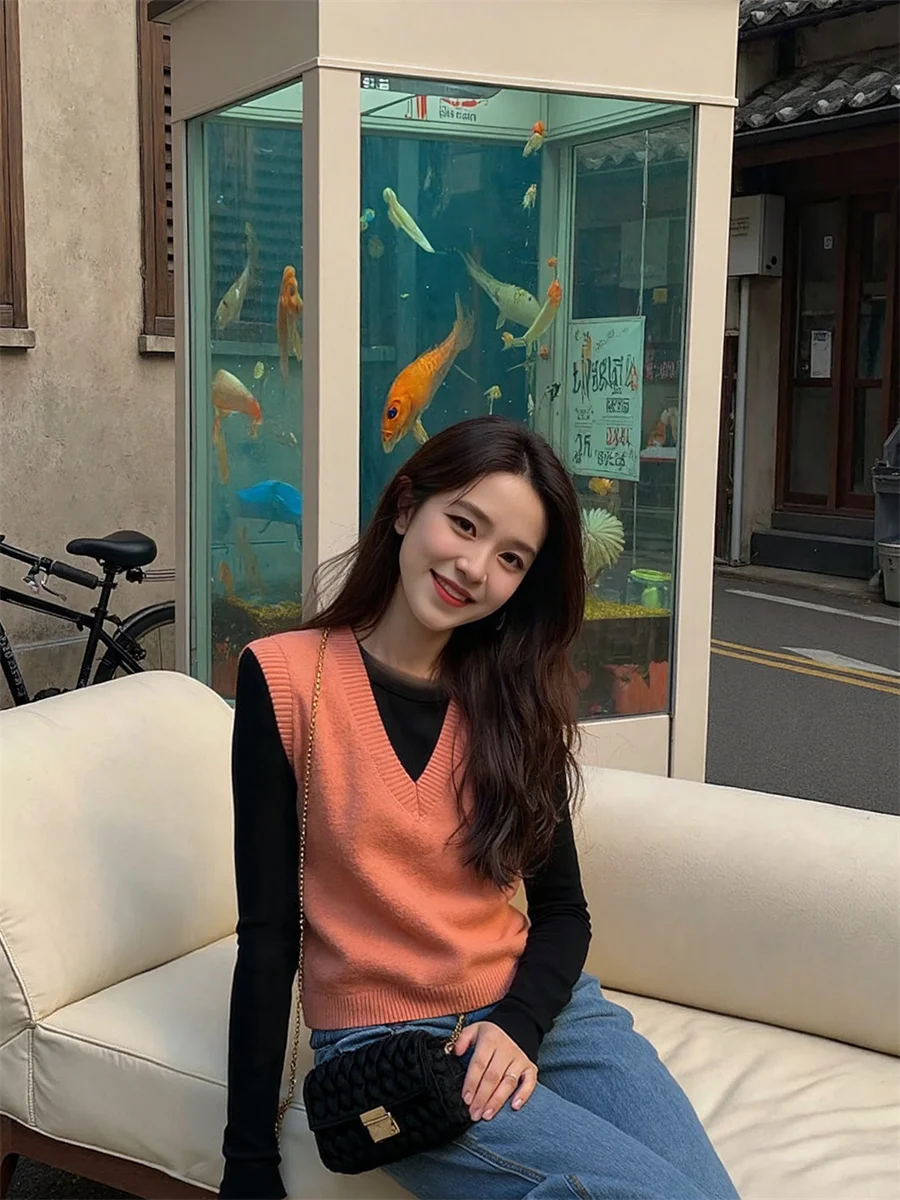 Suéter para mujer, chalecos para mujer, otoño, combina con todo, cuello en V, sin mangas, abotonado, informal, Simple, elegante, moda para mujer, moderno y elegante