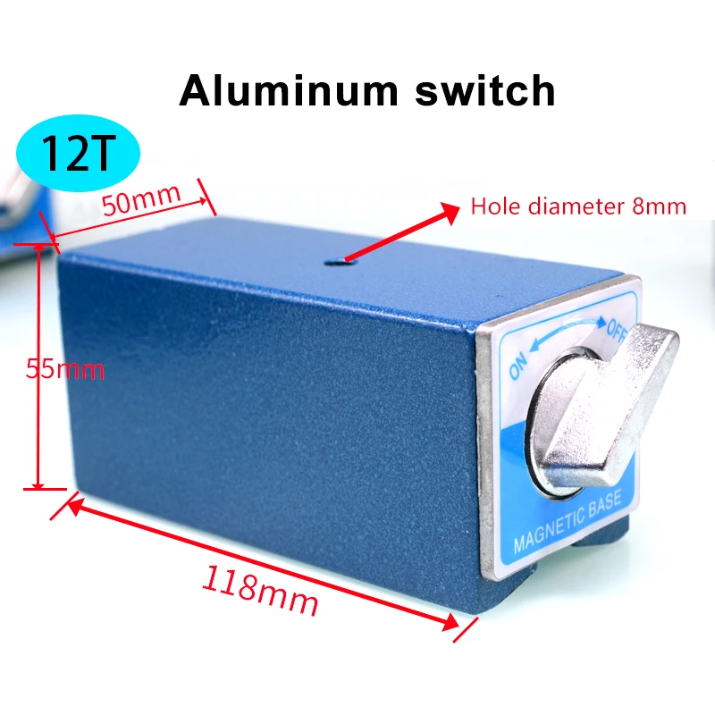 Switch Magnetic Table Base 6T 8T 10T 12T V type Blue Power Magnetic Base Dial Indicator Stand Base Wire Cutting Magnet Seat