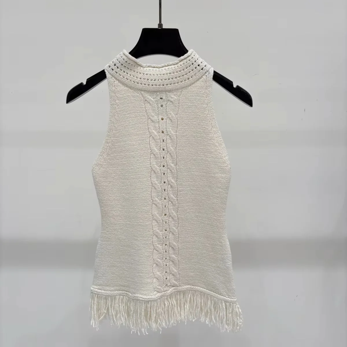 2026 High quality women's neck hanging tassel twisted flower knitted vest26917113