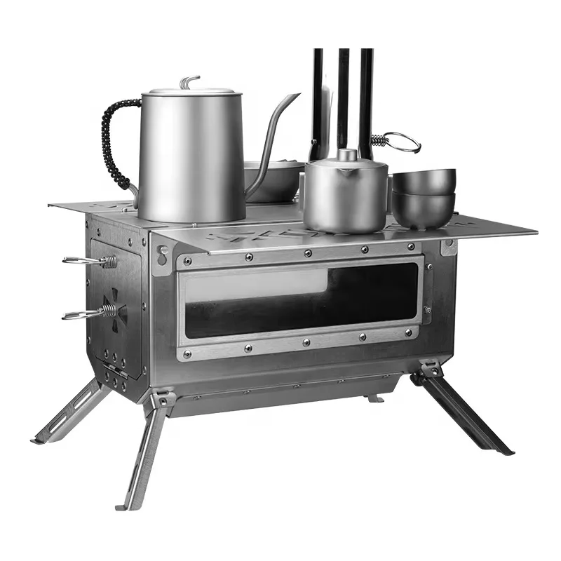 

Hot Tent Stove Wood Burning Stove Small Wood Stove with Chimney Pipes for Outdoor Heating & Cooking, Ice Fishing