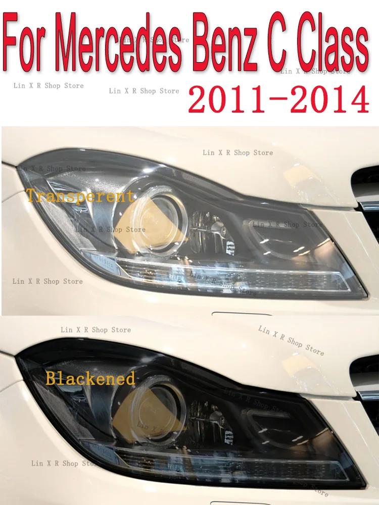 

For Mercedes Benz C Class 2011 -2014 Car Exterior Headlight Anti-scratch Front Lamp Transparent TPU Protective Film