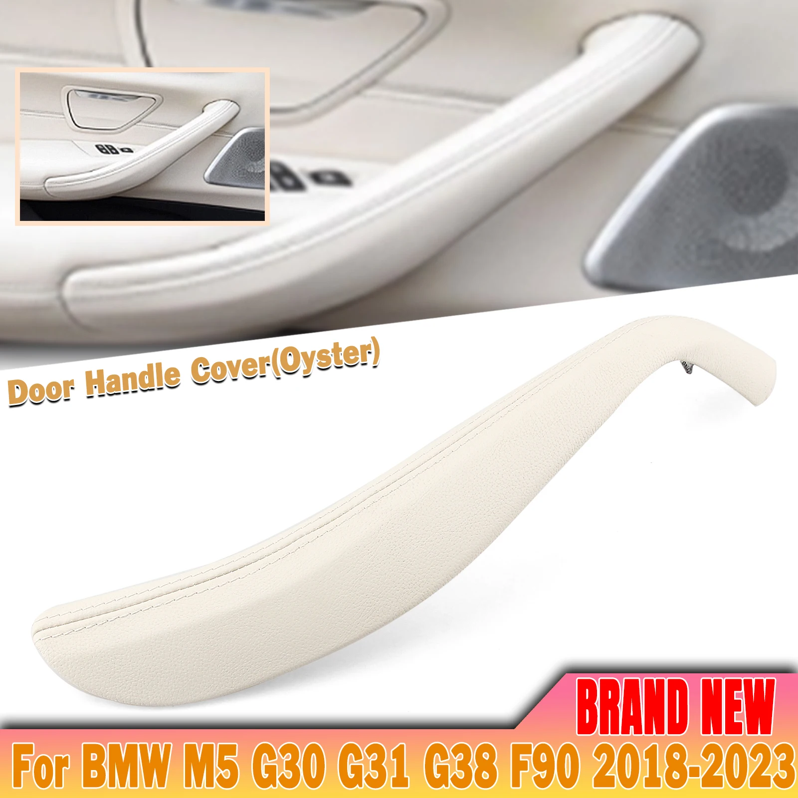 

Oyster White Car Door Panel Side Armrest Pull Handle Strap Cover Trim For BMW New 5 Series G30 G31 G38 F90 M5 2018-2023