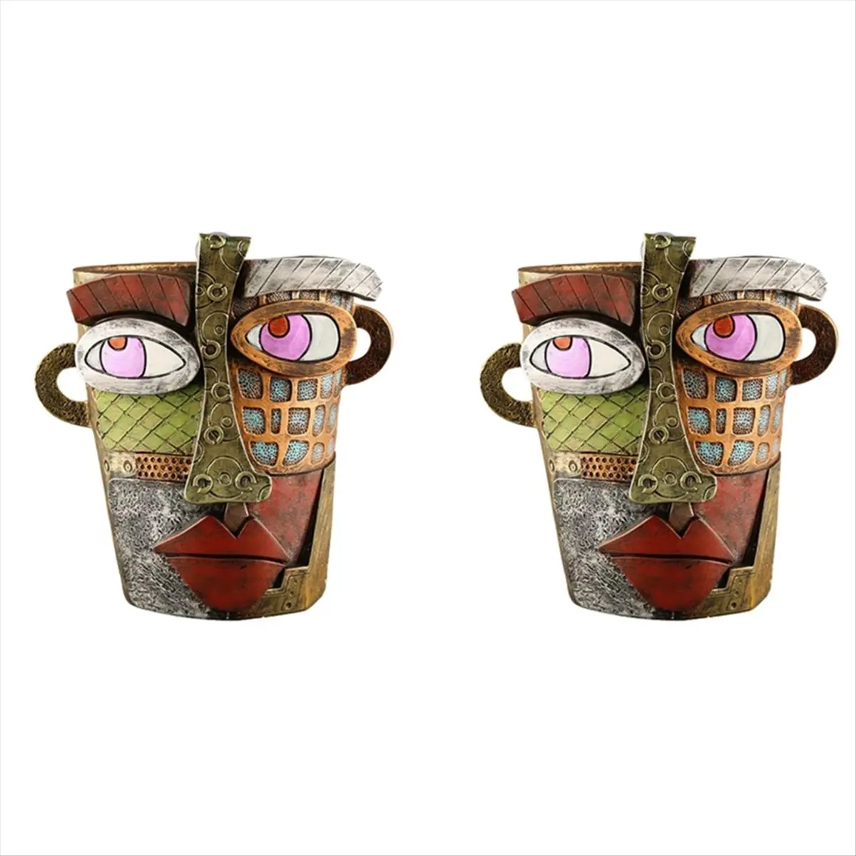 2026 + Handmade Brutalist Abstract Beauty Face Flower Pot Large Indoor Flower Pot Green Plant Pot Container