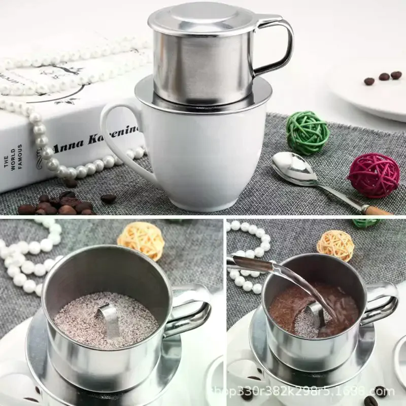 Stainless Steel Coffee Filter Infuse Cup Vietnamese Coffee Dripper Maker Pot Portable Coffee Drip Strainer Kitchen Tools 1PC